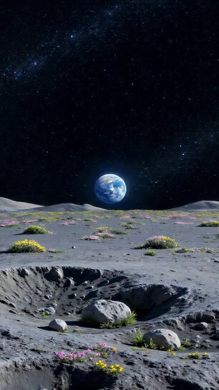 月面繁花 遥望地球星空