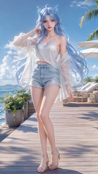 海边度假少女清宵