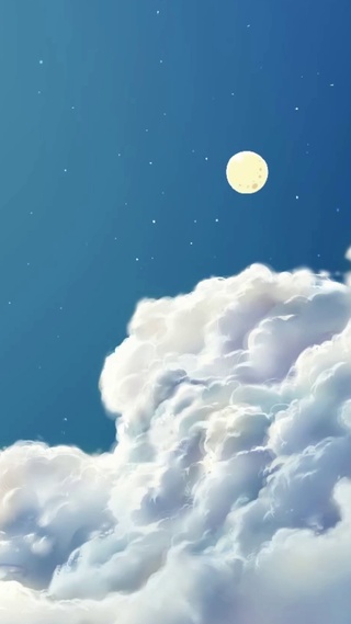 星空、月亮和白云