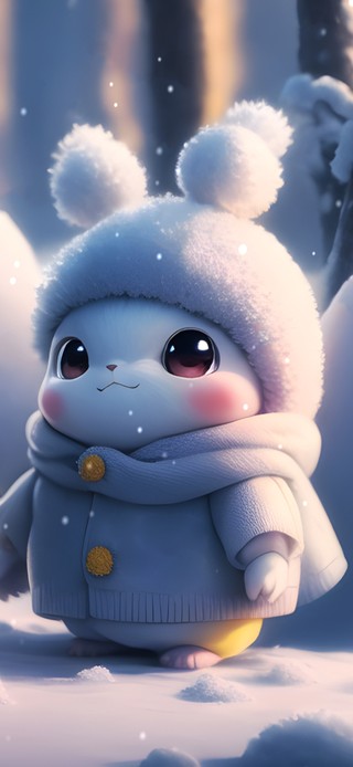 雪中可爱比卡丘