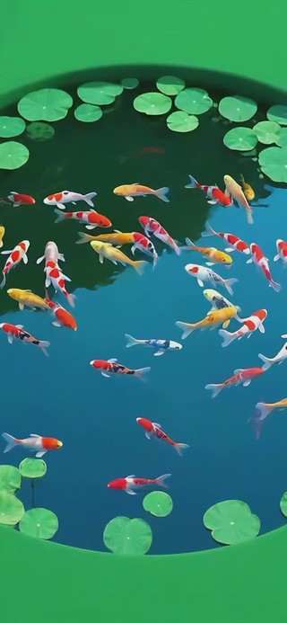 锦鲤荷叶鱼池
