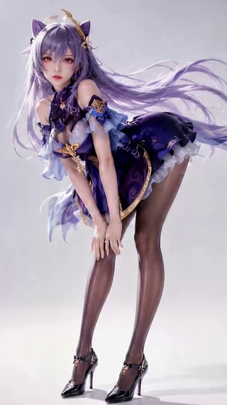 原神紫发猫耳美少女刻晴