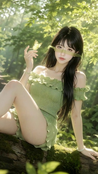 林间蝶舞少女
