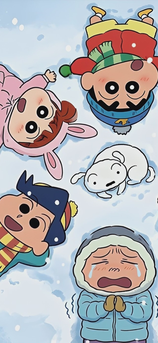 小新与伙伴们雪地躺平（时钟版）