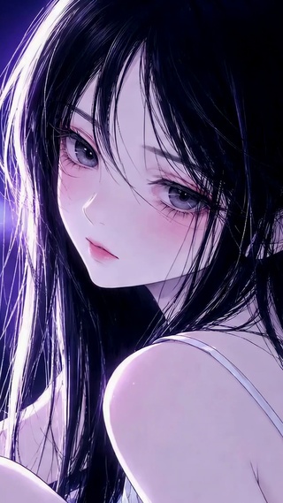 暗夜紫光二次元长发美少女