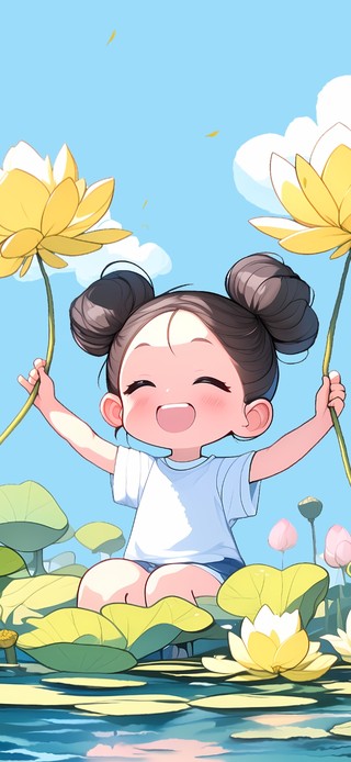 可爱荷塘少女