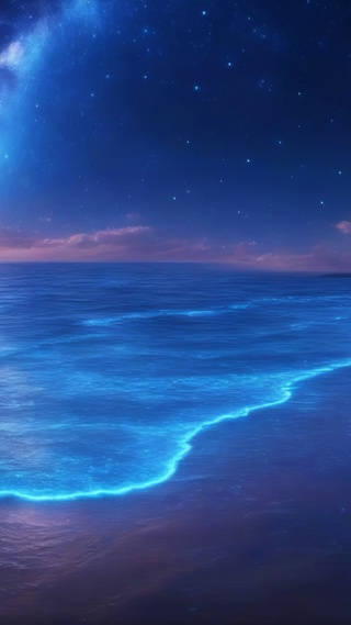 深夜的荧光海