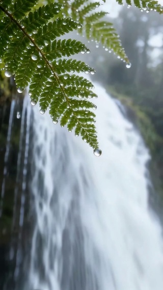 雨天山林瀑布治愈风光