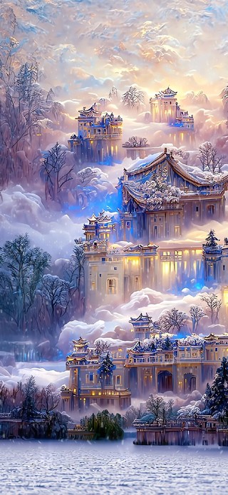 4K雪中梦幻城堡