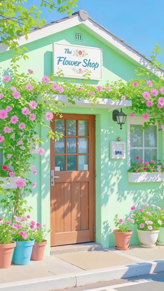 小清新开满鲜花的海边小屋
