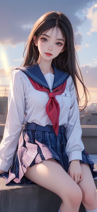 可爱长发JK女生