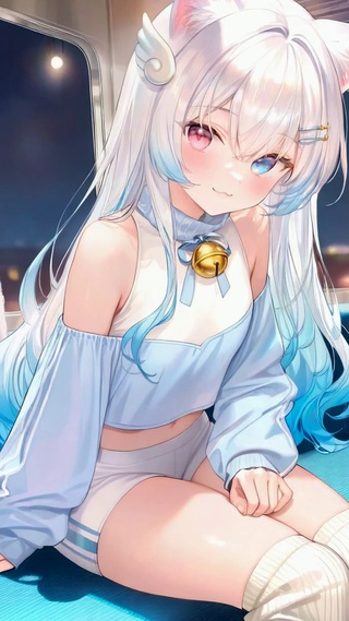 夜间地铁猫耳异瞳美少女