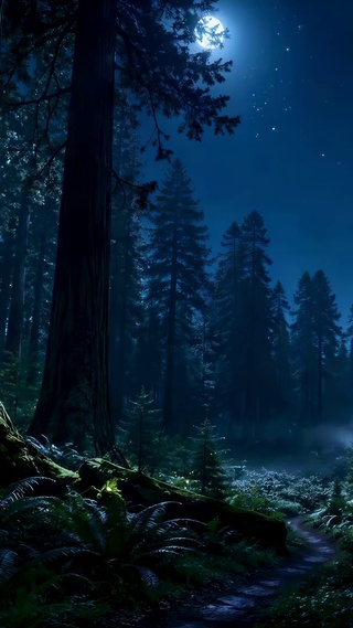 月夜静谧森林风景