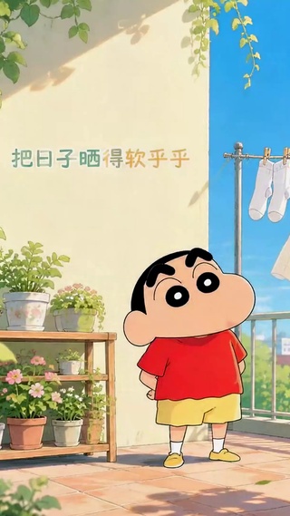 阳台晾晒蜡笔小新
