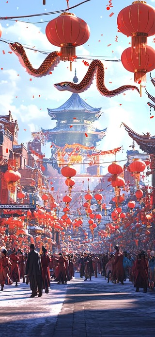 新年里的热闹北京街道