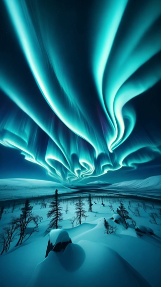 雪地-蓝色极光