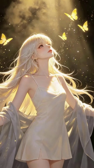 逆光金蝶温柔美少女