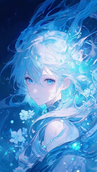 二次元蓝色美女