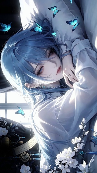 蝶愿祈风-慵眠少女