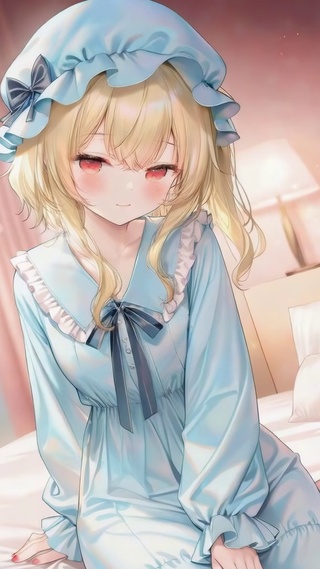 卧室阳光里的睡衣少女