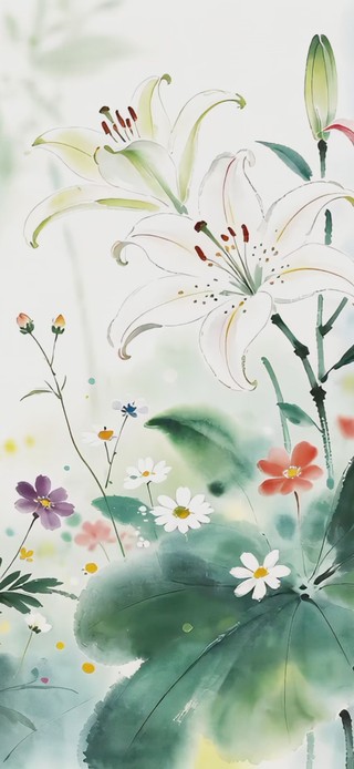 水墨花草