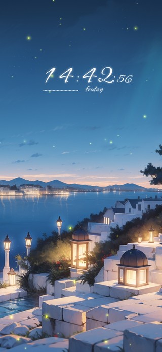 夜色下的圣托里尼