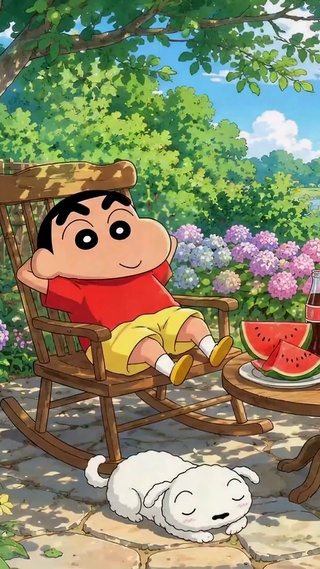 蜡笔小新夏日悠闲乘凉