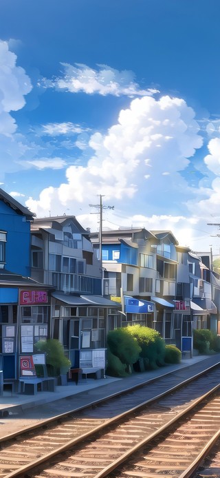 4k蓝天下小镇