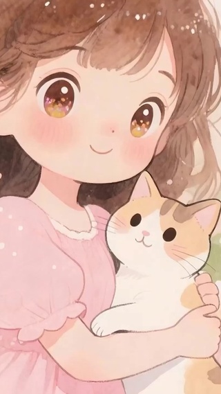 女孩与猫咪