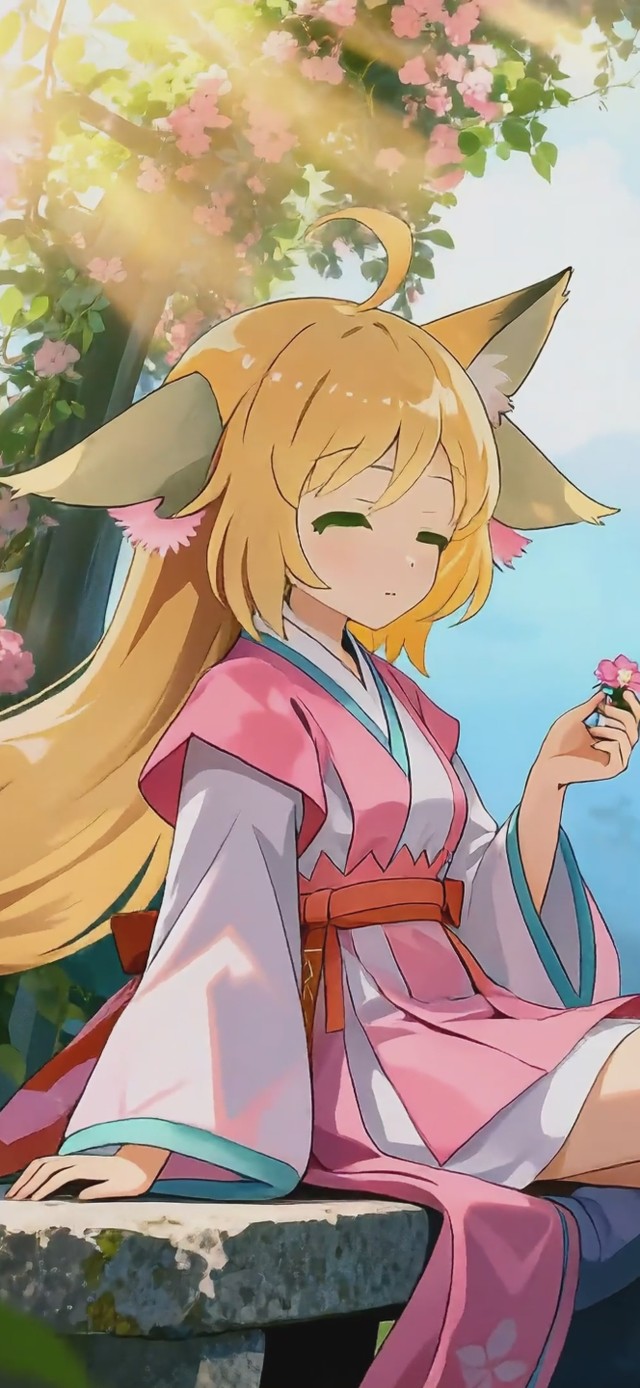 神社花境狐耳少女