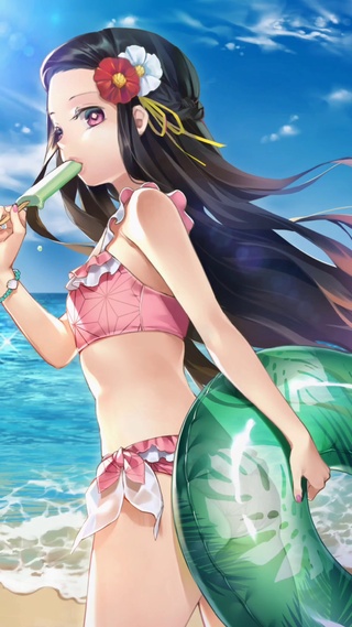 夏日海边泳装少女4k