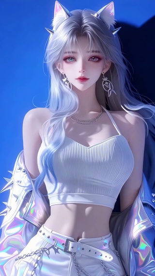 蓝调光影猫系少女