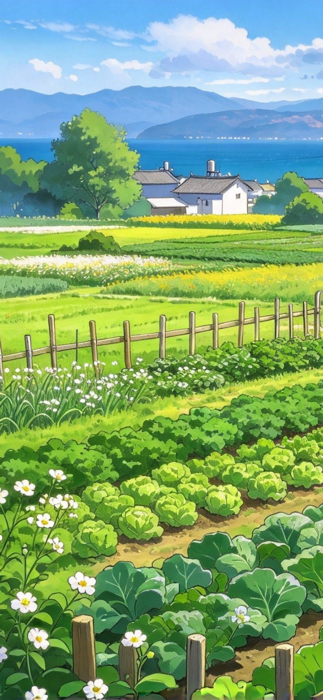 洱海菜园 蓝天白云乡村农田
