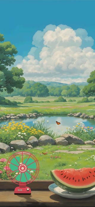 窗边夏日田园治愈景