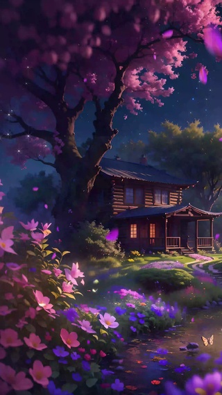 仙境木屋夜色