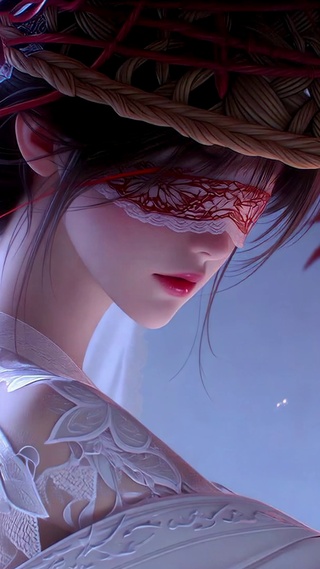 古风蒙眼侠客美少女