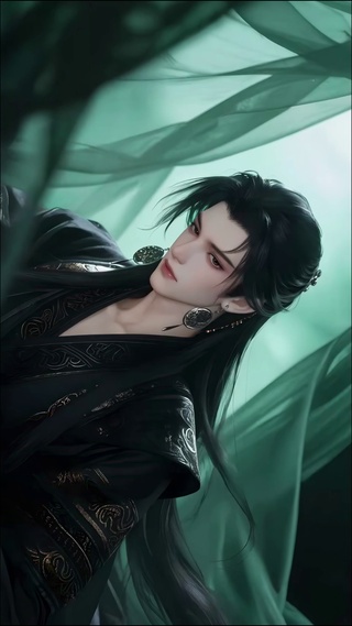 墨色古风少年