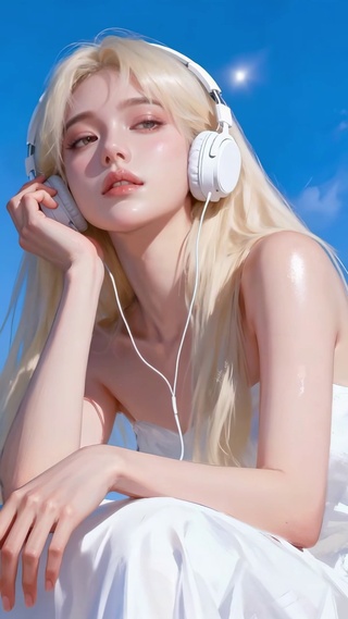 云海听语蓝天少女