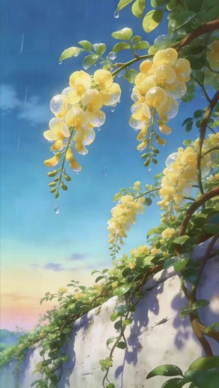 雨落垂花