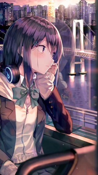 城市列车上的少女