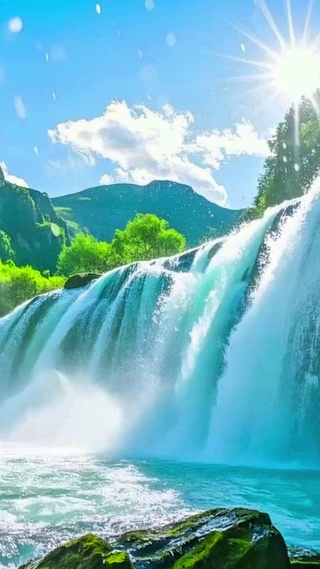 唯美山间瀑布4K