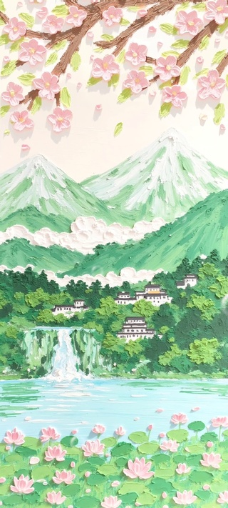 青山瀑影·荷绘卷