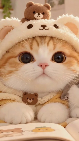 橘猫萌兔温馨卧室