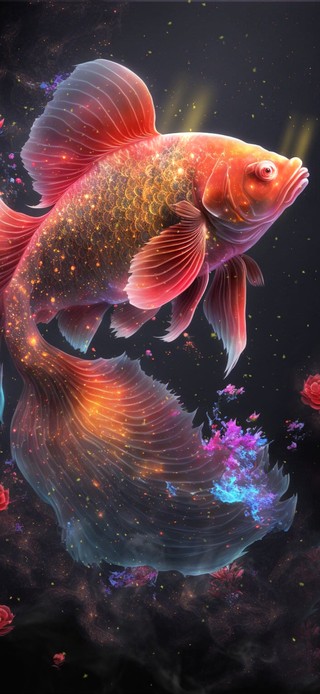 锦鲤纳福 桃花到