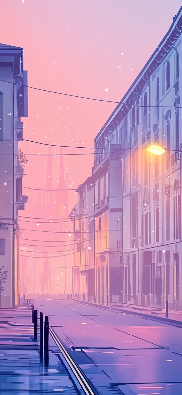 粉色唯美晚霞街道