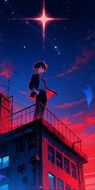 晚霞夜空 星