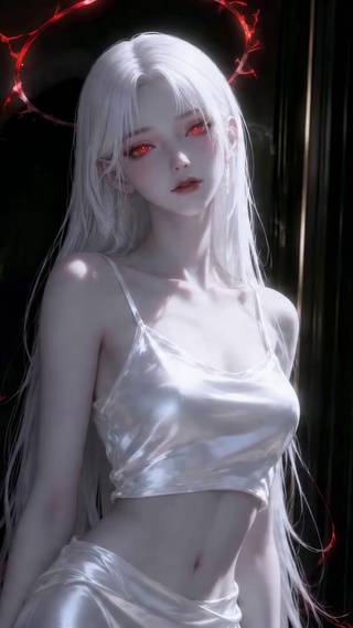 白发红眸暗黑氛围感美少女
