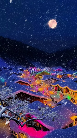 夜间雪景