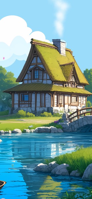 护眼 河畔小屋