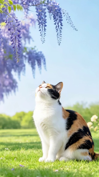 赏花的猫咪